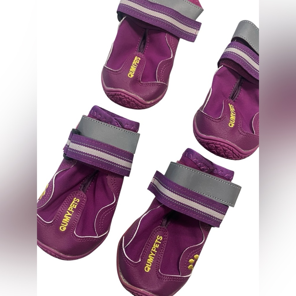 New In Bag QumyPet Purple Dog Shoes (4) for Large Medium Dogs Size 6. - Picture 3 of 5